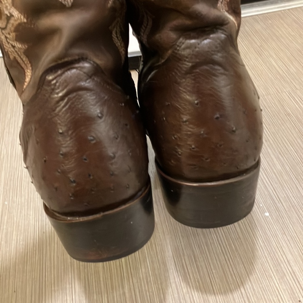 J.B. Dillon ostrich western cowboy boots chocolate brown color Size 11.5 D width - Picture 8 of 12
